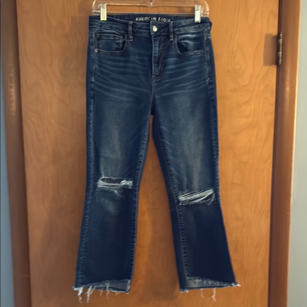 American Eagle Outfitters Blue Boot Cut Cropped Jeans